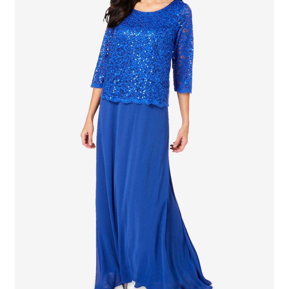 PLUS SIZE LACE POPOVER DRESS- Blue